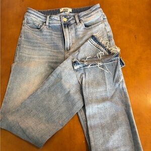 PAIGE Slip Cindy High- Rise Straight Leg Jeans.